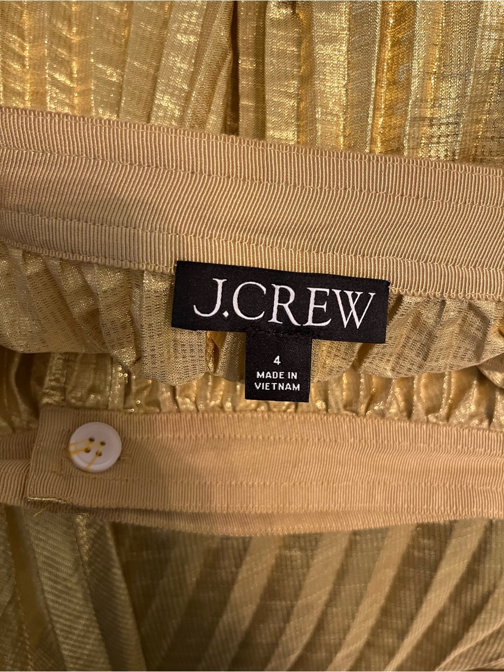 J.Crew Gold Metallic Pleated Midi Skirt Size 4 | Holiday Party Glam - Picture 3 of 9